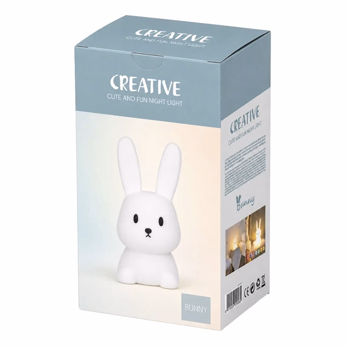 Éjjeli lámpa CREATIVE akkumulátoros soft touch nyuszi