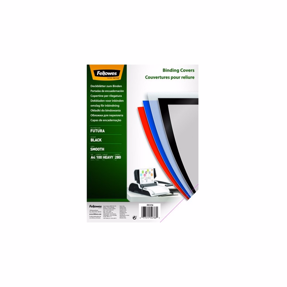 Előlap FELLOWES Futura A/4 280 mikron polipropilén matt fekete 100/csom