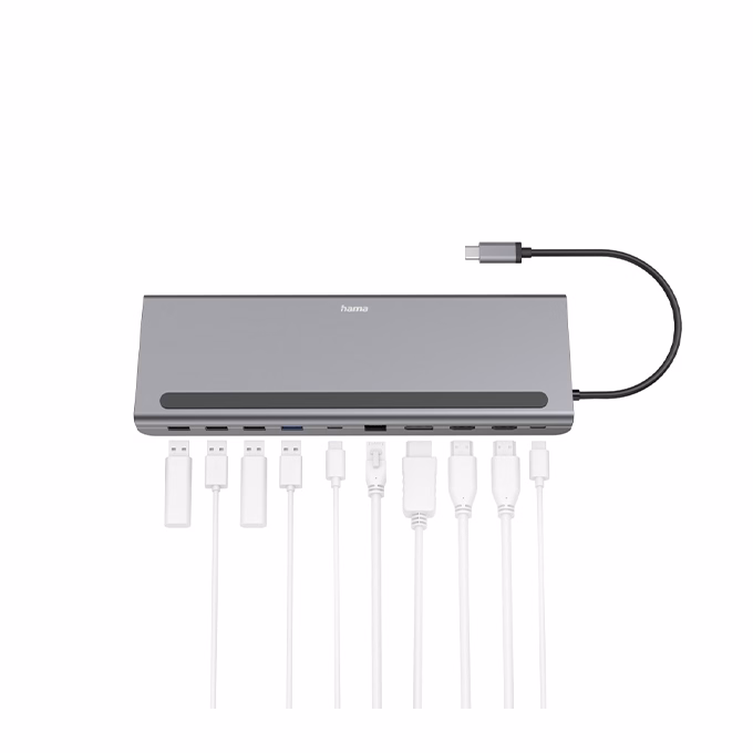 Elosztó HUB HAMA USB Type-C + 4xUSB 3.2/2xHDMI/DP/LAN/USB Type-C/PD/SD