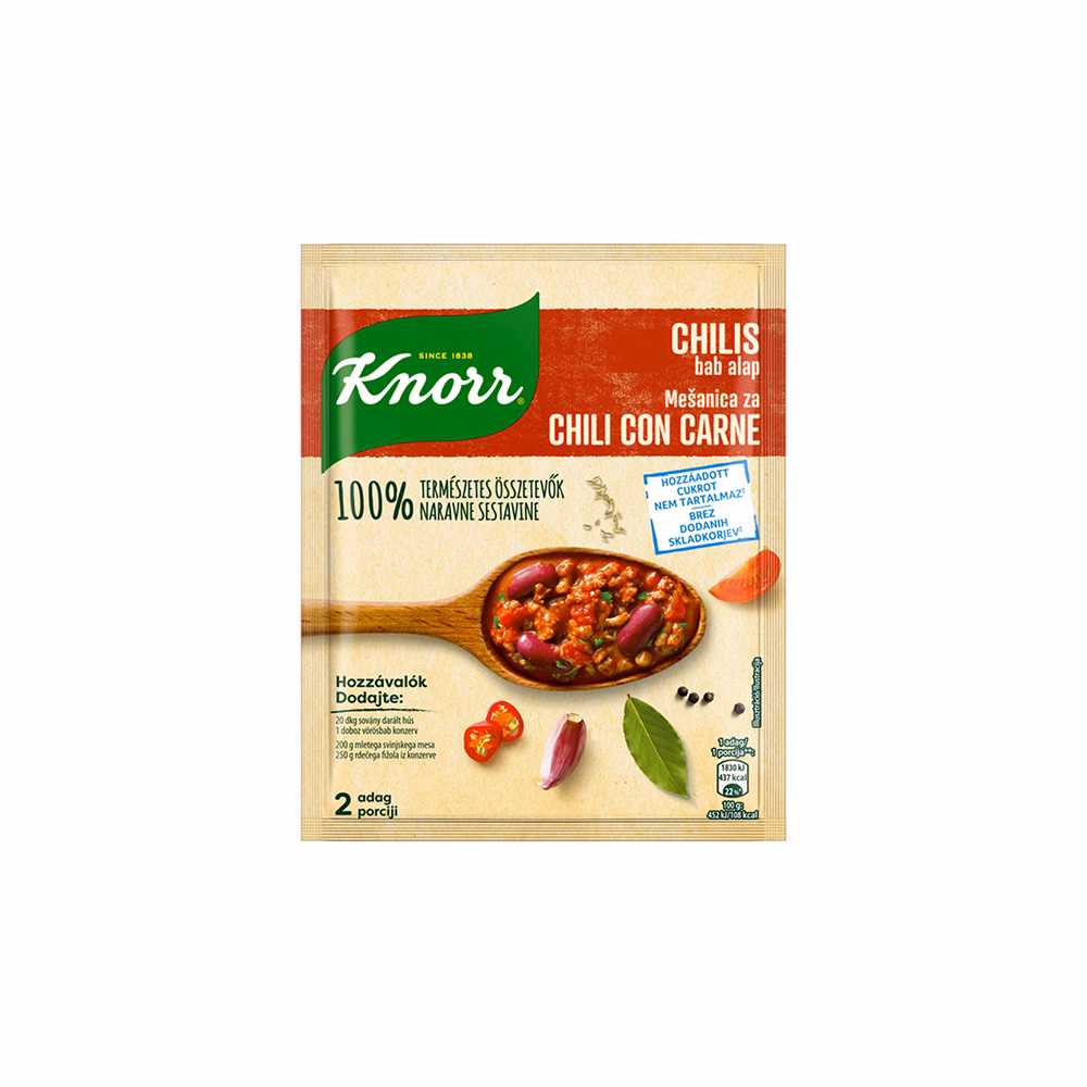Ételalap KNORR 100% Természetes Chilis bab 47 g Ételalap KNORR 100% Természetes Chilis bab 47 g