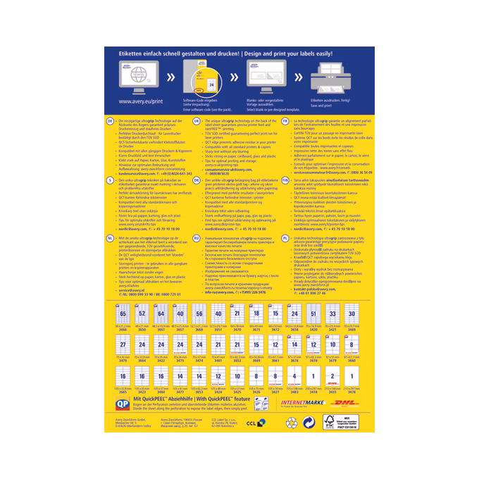 Etikett AVERY 3422 70x35mm univerzális 2400 címke/doboz 100 ív/doboz