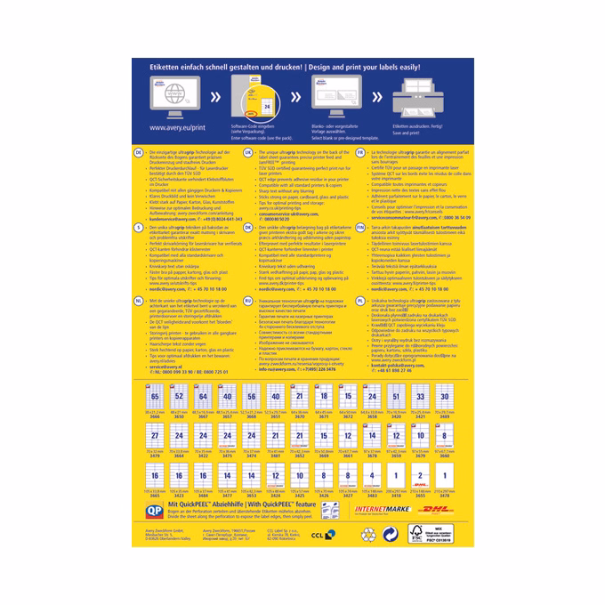 Etikett AVERY 3423 105x35mm univerzális 1600 címke/doboz 100 ív/doboz