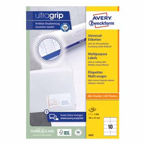 Etikett AVERY 3425 105x57mm univerzális 1000 címke/doboz 100 ív/doboz