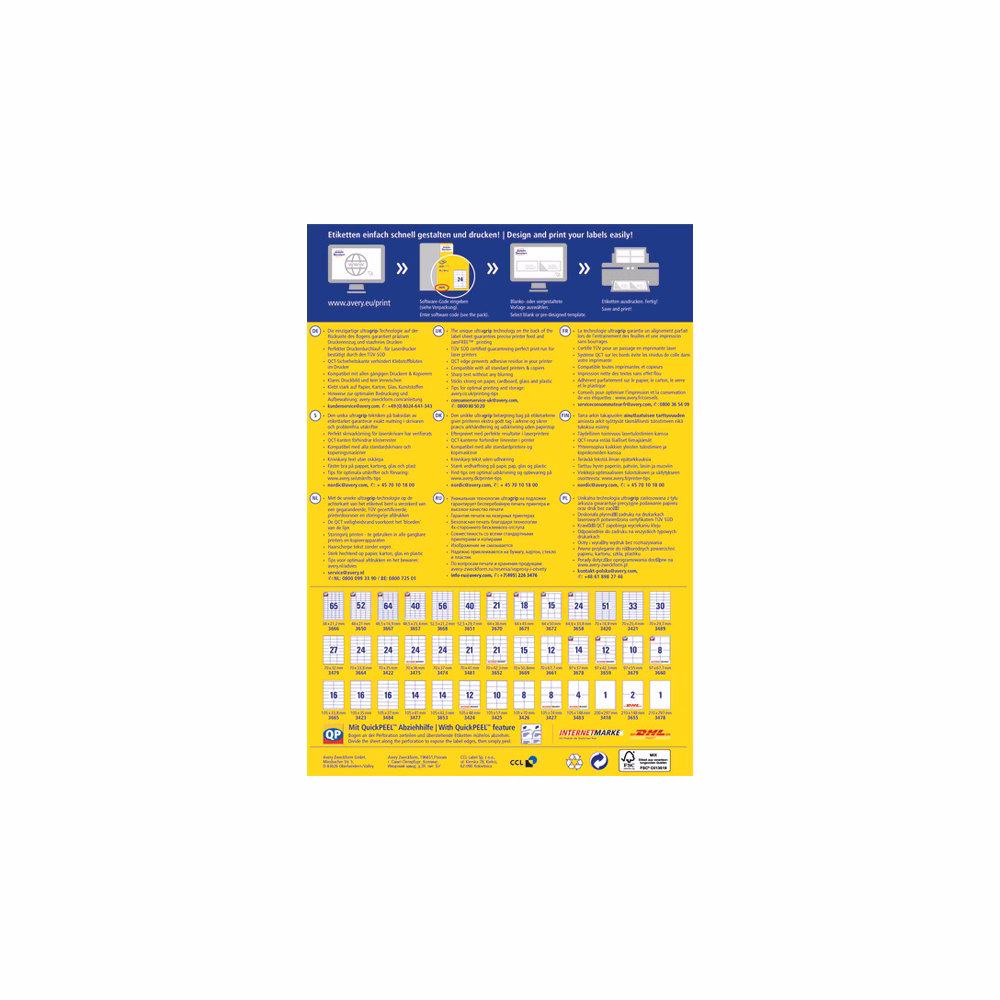 Etikett AVERY 3425 105x57mm univerzális 1000 címke/doboz 100 ív/doboz