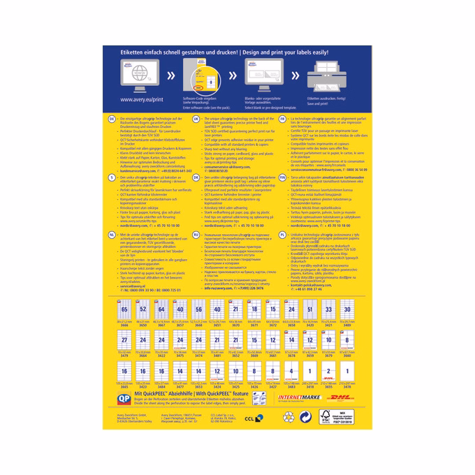 Etikett AVERY 3426 105x70 mm fehér univerzális 800 címke/doboz 100 ív/doboz
