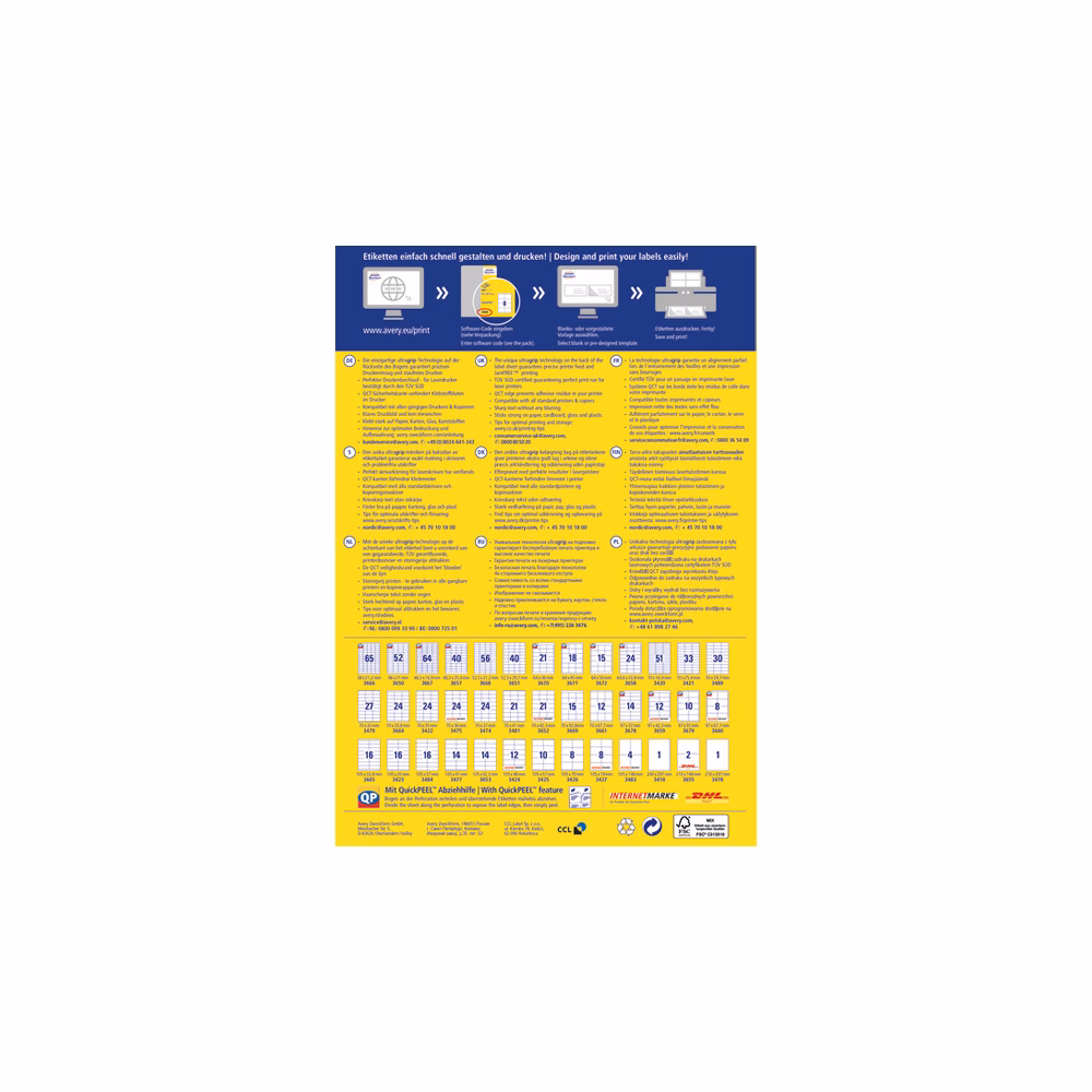 Etikett AVERY 3426 105x70 mm fehér univerzális 800 címke/doboz 100 ív/doboz