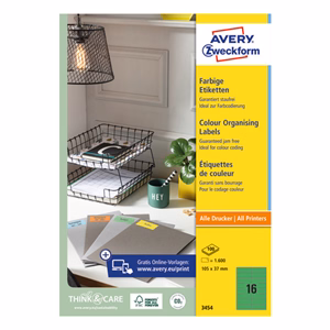 Etikett AVERY 3454 105x37mm univerzális zöld 1600 címke/doboz 100 ív/doboz