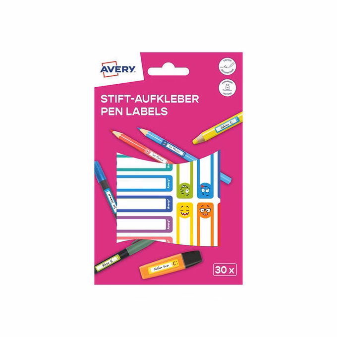 Etikett AVERY 50 mm x 10 mm tollcímke színes vicces 30 címke/csomag 2 íves