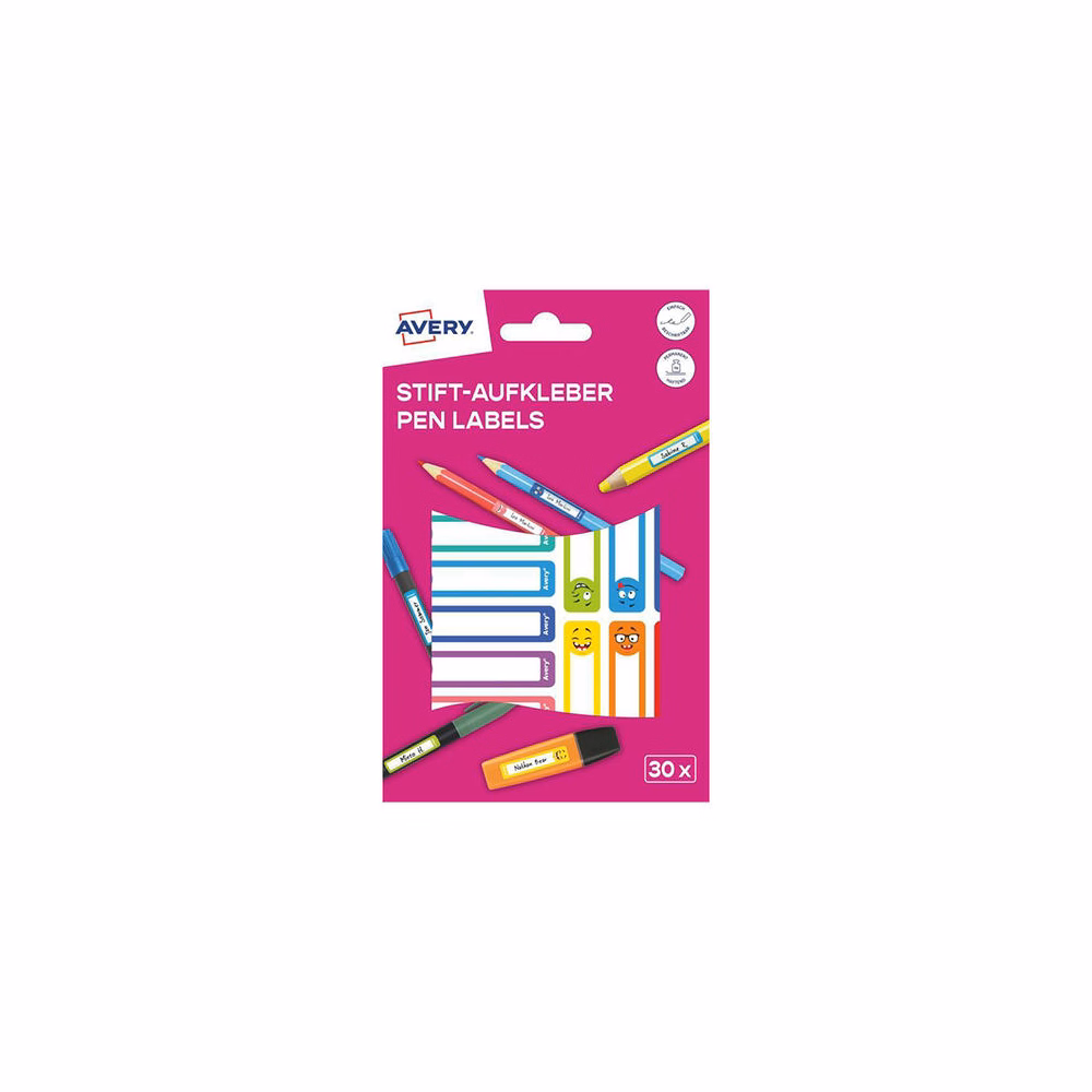 Etikett AVERY 50 mm x 10 mm tollcímke színes vicces 30 címke/csomag 2 íves