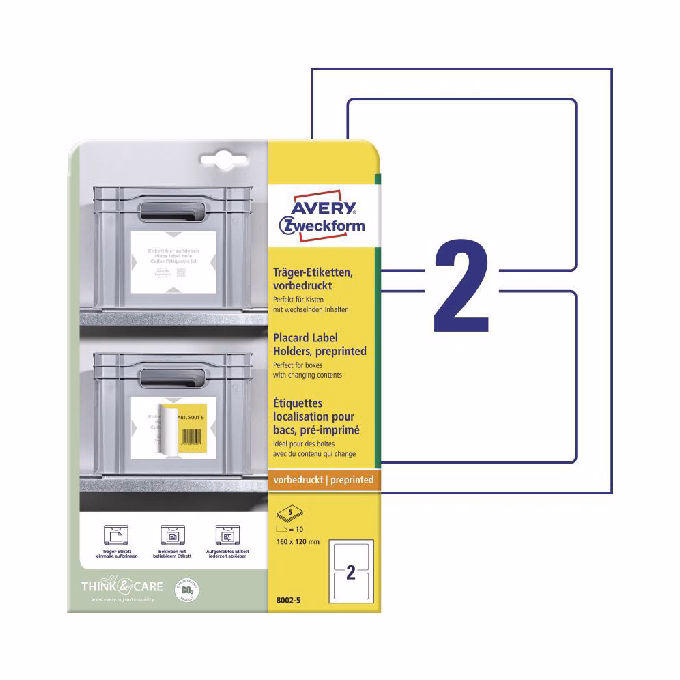 Etikett AVERY 8002-5 160x120 mm hordozó címke 10 címke/csomag