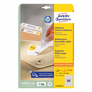 Etikett AVERY L4732REV-25 35,6x16,9mm visszaszedhető 2000 címke/doboz 25 ív/doboz