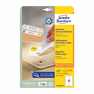 Etikett AVERY L4733REV-25 99,1x139 mm univerzális visszaszedhető 30 lapos Etikett AVERY L4733REV-25 99,1x139 mm univerzális visszaszedhető 30 lapos