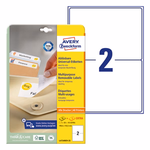 Etikett AVERY L4734REV-25 199,6x143,5mm univerzális visszaszedhető 60 címke/doboz 30 ív/doboz