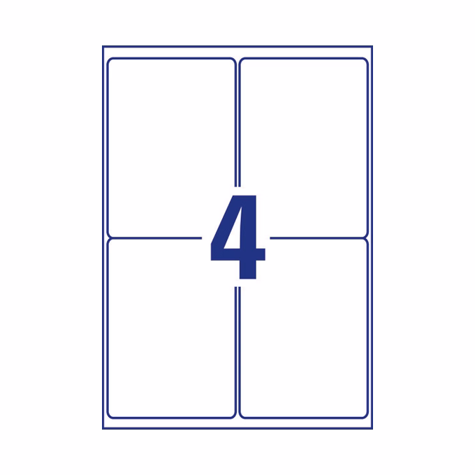 Etikett AVERY L4774-20 99,1x139mm időjárásálló poliészter fehér 80 címke/doboz 20 ív/doboz