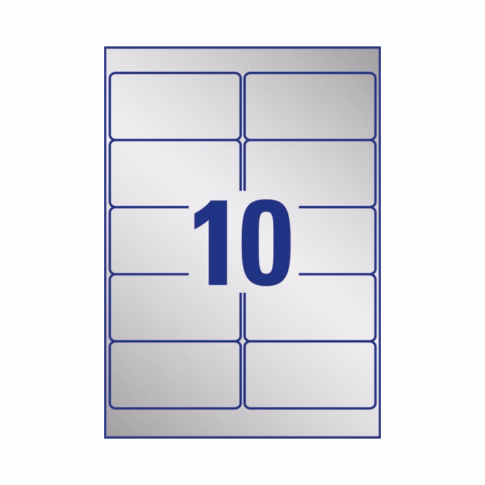 Etikett AVERY L6012-20 96x50,8mm laser ezüst 200 címke/doboz 20 ív/doboz