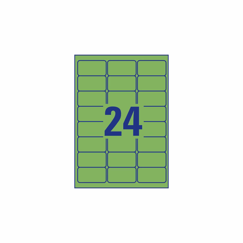 Etikett AVERY L6033-20 63,5x33,9mm univerzális zöld 480 címke/doboz 20 ív/doboz