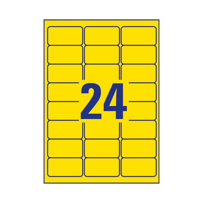 Etikett AVERY L6035-20 63,5x33,9mm univerzális sárga 480 címke/doboz 20 ív/doboz