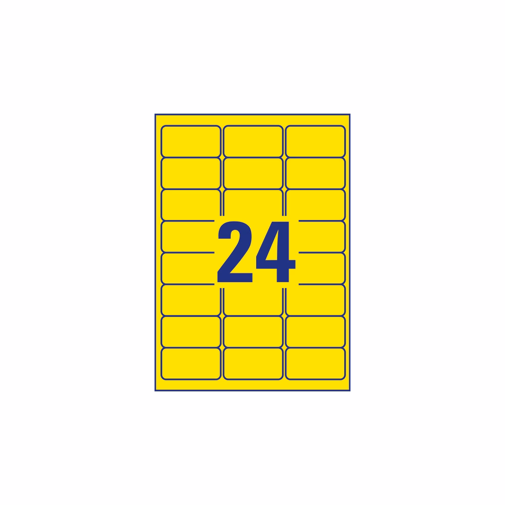 Etikett AVERY L6035-20 63,5x33,9mm univerzális sárga 480 címke/doboz 20 ív/doboz