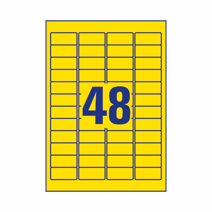 Etikett AVERY L6041-20 45,7x21,2mm univerzális sárga 960 címke/doboz 20 ív/doboz