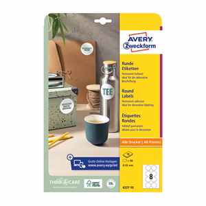 Etikett AVERY L6227-10  65 mm univerzális kör 10 íves Etikett AVERY L6227-10  65 mm univerzális kör 10 íves