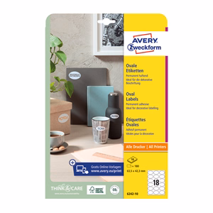 Etikett AVERY L6242-10  63,5x42,3 mm univerzális ovális 10 íves Etikett AVERY L6242-10  63,5x42,3 mm univerzális ovális 10 íves