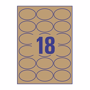 Etikett AVERY L7103-25 63,5x42,3 mm környezetbarát ovális barna kraft 25 íves Etikett AVERY L7103-25 63,5x42,3 mm környezetbarát ovális barna kraft 25 íves