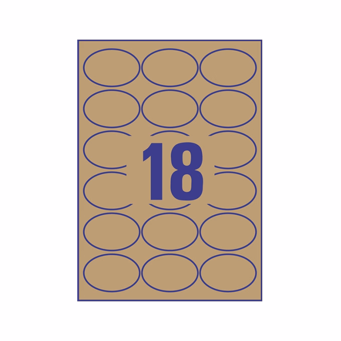 Etikett AVERY L7103-25 63,5x42,3 mm környezetbarát ovális barna kraft 25 íves Etikett AVERY L7103-25 63,5x42,3 mm környezetbarát ovális barna kraft 25 íves