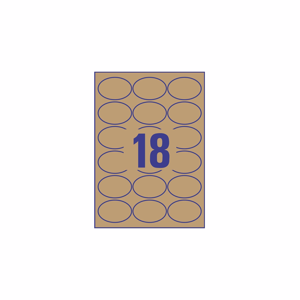 Etikett AVERY L7103-25 63,5x42,3 mm környezetbarát ovális barna kraft 25 íves Etikett AVERY L7103-25 63,5x42,3 mm környezetbarát ovális barna kraft 25 íves