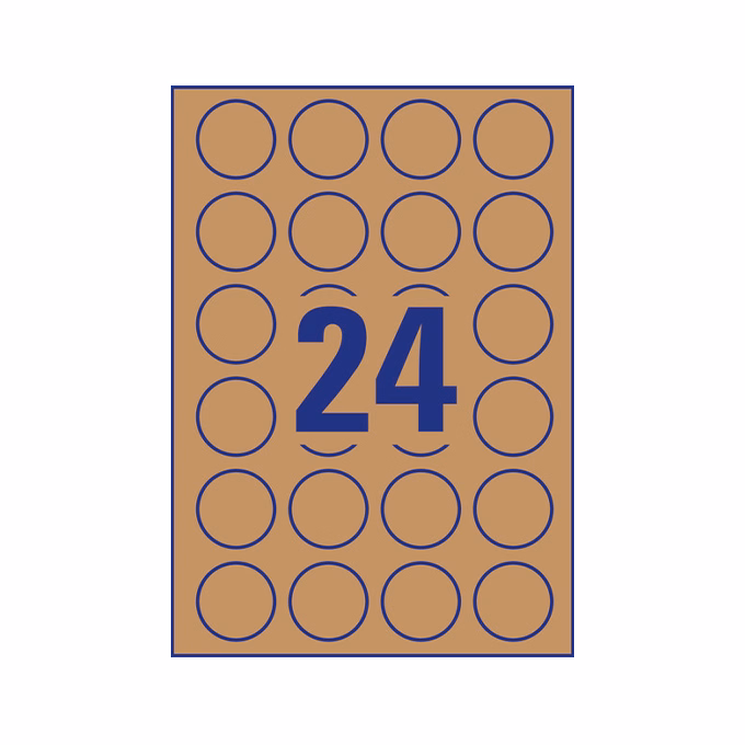 Etikett AVERY L7105-25 40 mm újrahasznosított kör barna kraft 25 íves