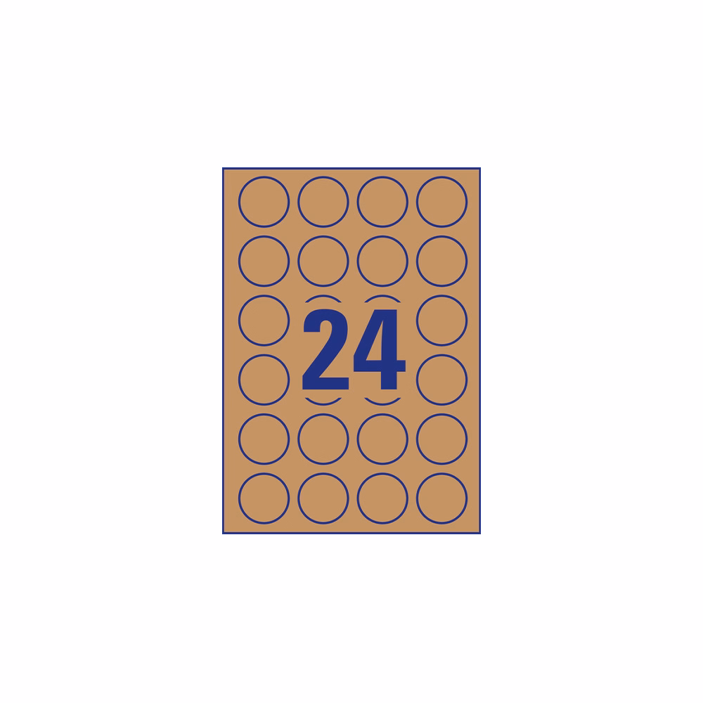 Etikett AVERY L7105-25 40 mm újrahasznosított kör barna kraft 25 íves