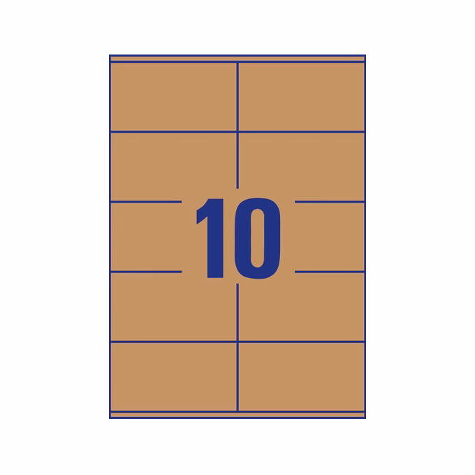 Etikett AVERY L7108-25 105x57 mm újrahasznosított barna kraft 25 íves