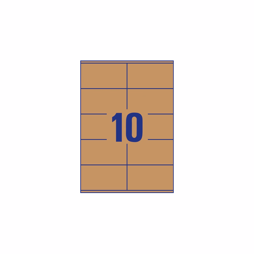 Etikett AVERY L7108-25 105x57 mm újrahasznosított barna kraft 25 íves