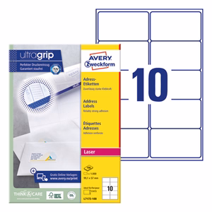 Etikett AVERY L7173-100 99,1x57mm univerzális 1000 címke/doboz 100 ív/doboz