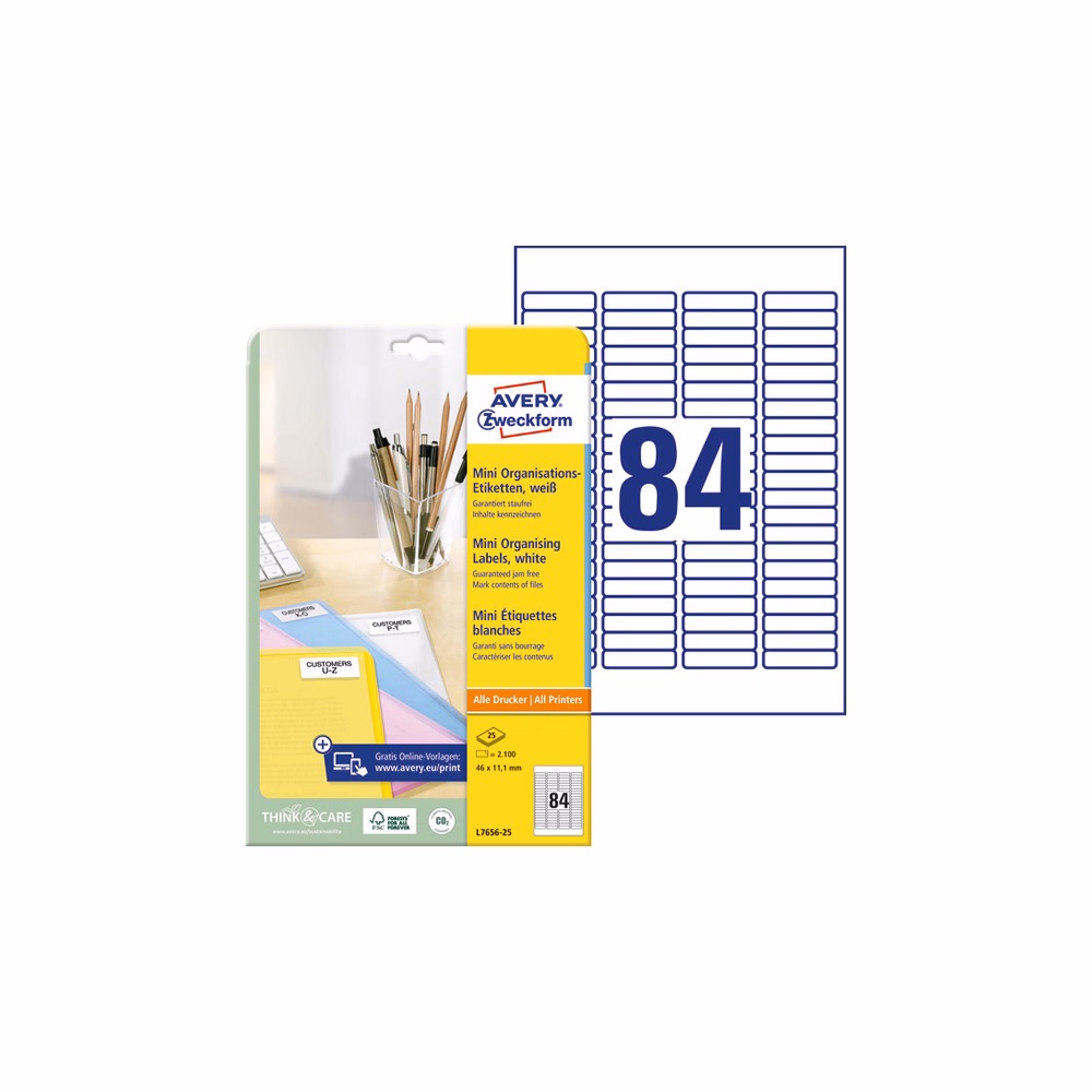 Etikett AVERY L7656-25 46x11,1mm 2100 címke/doboz 25 ív/doboz