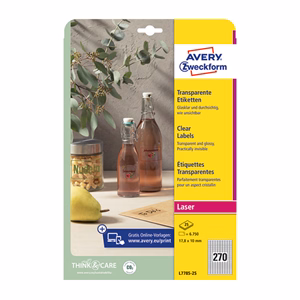 Etikett AVERY L7785-25 17,8x10 mm víztiszta átlátszó 25 íves