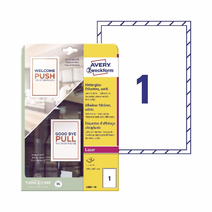 Etikett AVERY L9001-10 210x297 mm kirakat matricák 10 címke/csomag