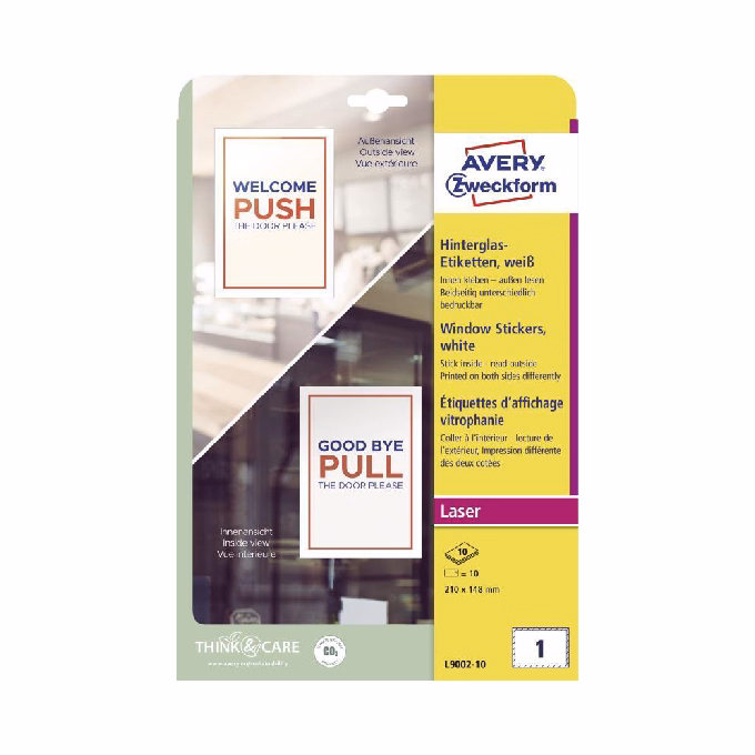 Etikett AVERY L9002-10 210x148 mm kirakat matricák 10 címke/csomag