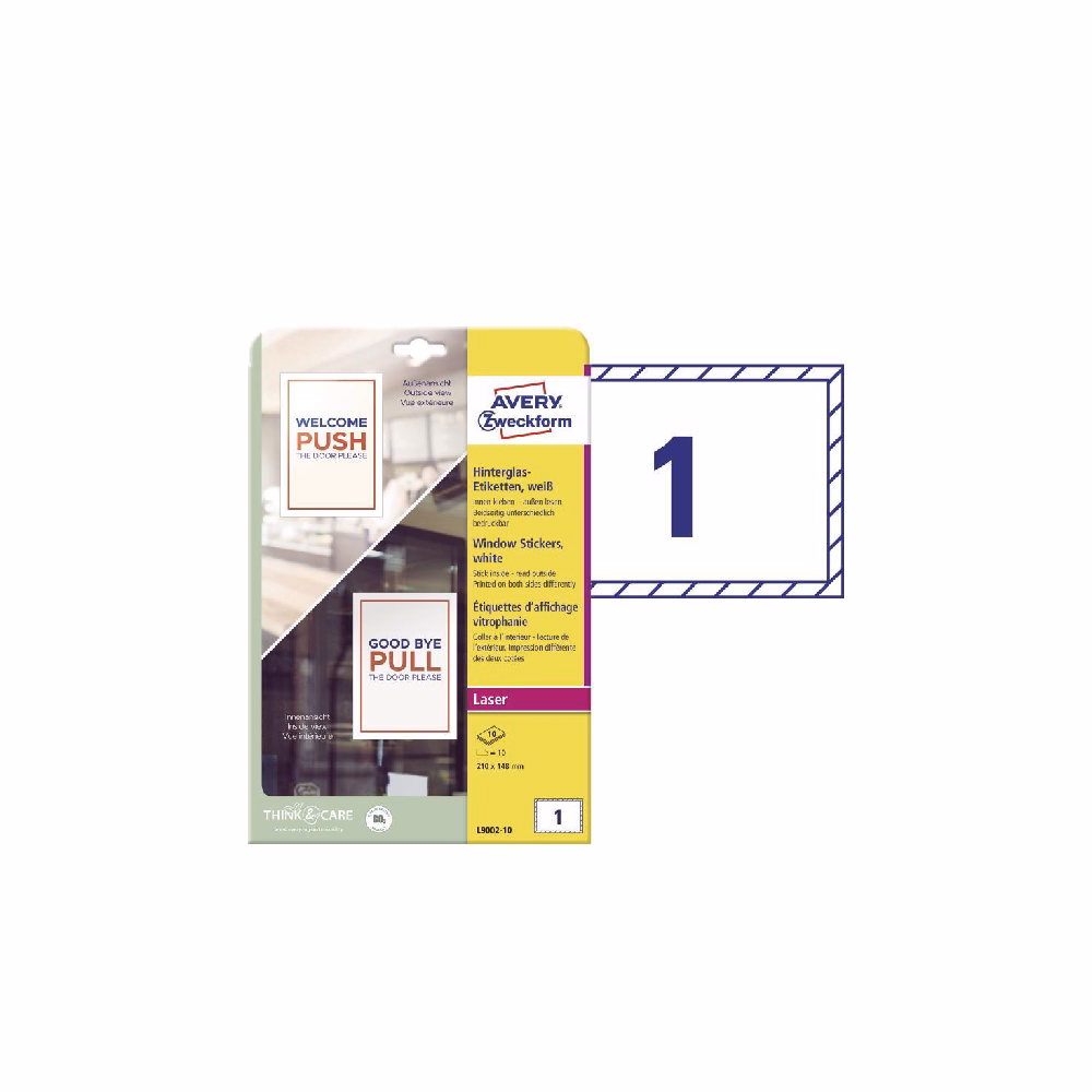 Etikett AVERY L9002-10 210x148 mm kirakat matricák 10 címke/csomag