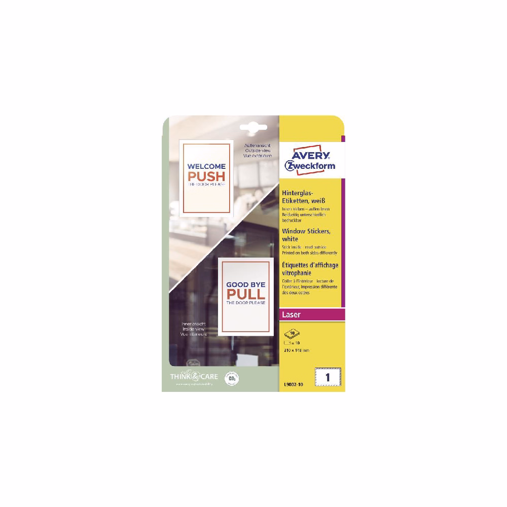 Etikett AVERY L9002-10 210x148 mm kirakat matricák 10 címke/csomag