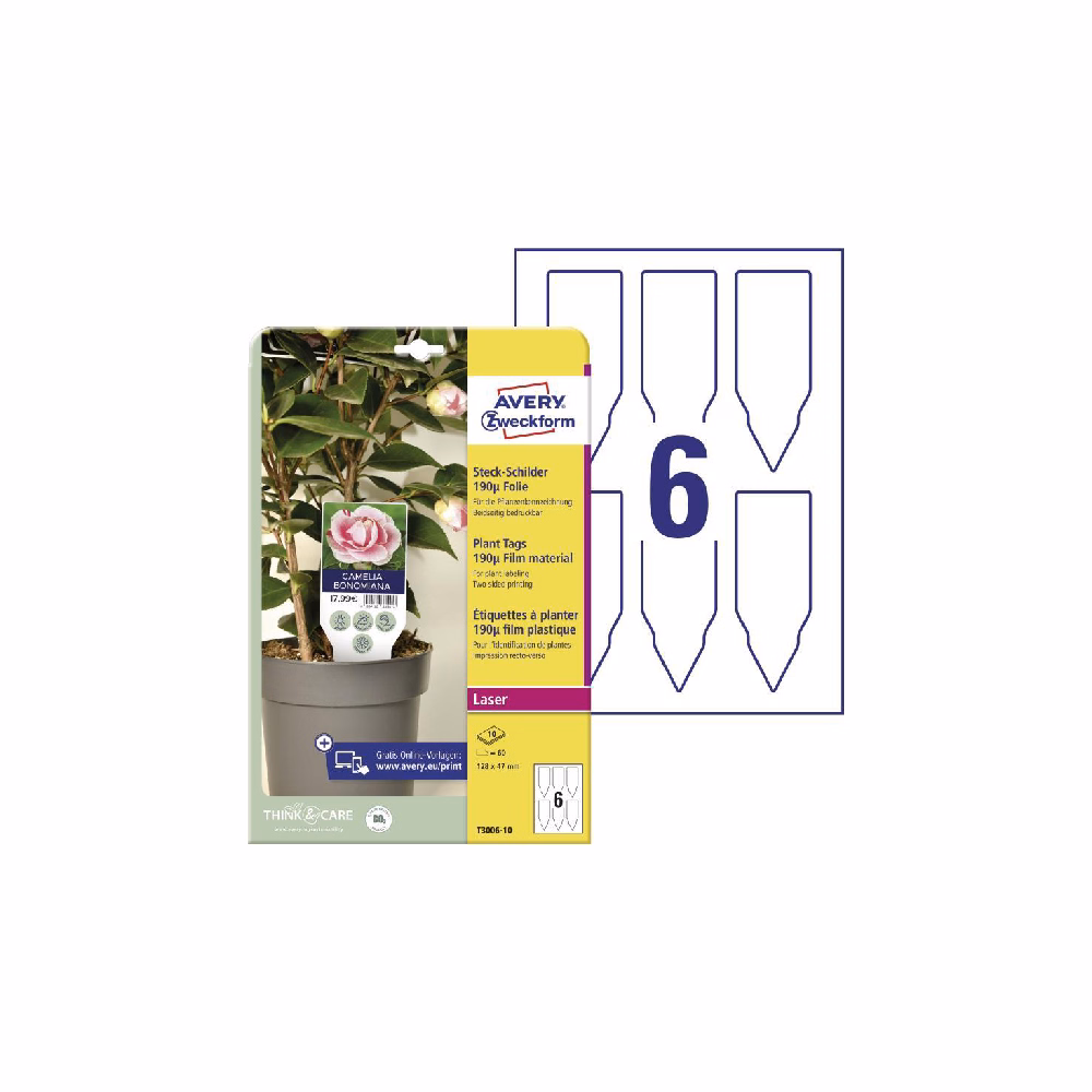 Etikett AVERY T3006-10 128x47 mm kertészeti faiskolai címke fólia 60 címke/csomag