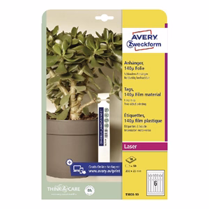 Etikett AVERY T3008-10 250x25 mm átfűzhető kertészeti címke fólia 60 címke/csomag