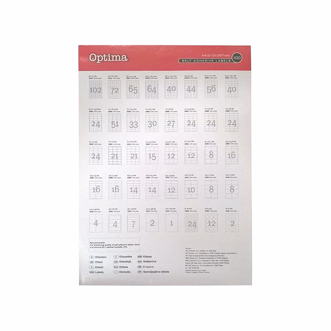Etikett OPTIMA 32103 105x74mm 800 címke/doboz 100 ív/doboz