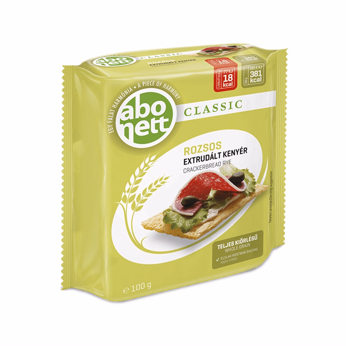 Extrudált kenyér ABONETT Classic teljes kiörlésű rozsos 100 g