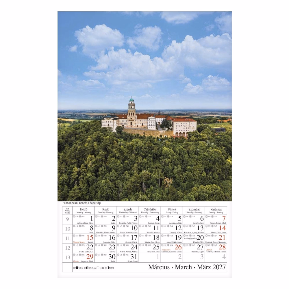 Falinaptár CSG 210x320mm álló Országjáró 2027