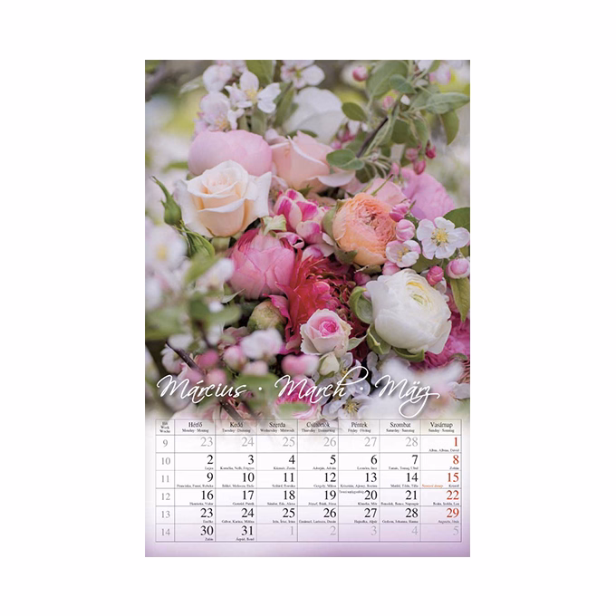 Falinaptár CSG 210x320mm álló Virág 2026.