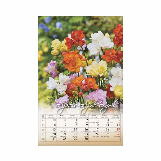 Falinaptár CSG 210x320mm álló Virág 2026.