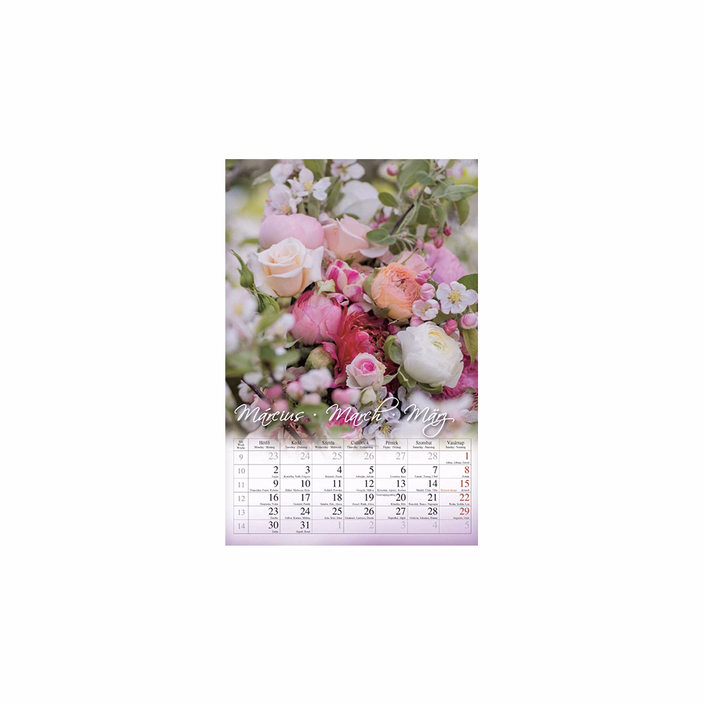 Falinaptár CSG 210x320mm álló Virág 2026.