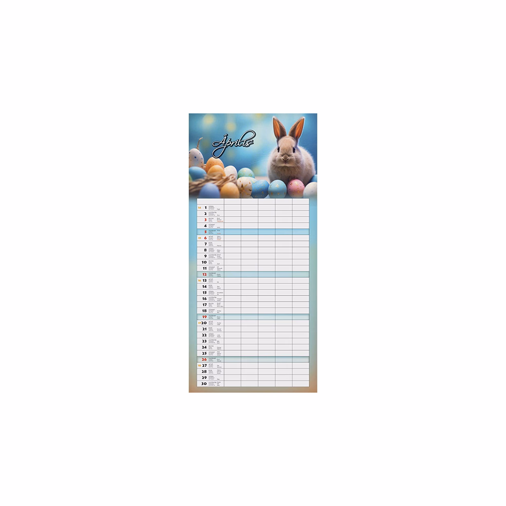 Falinaptár CSG 220x480mm álló Családi 2026.