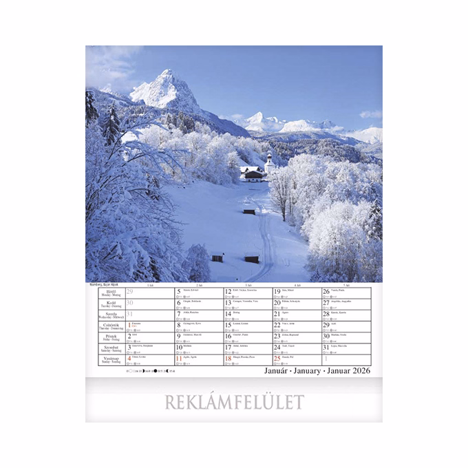 Falinaptár CSG 300x340mm álló Alpok 2026.