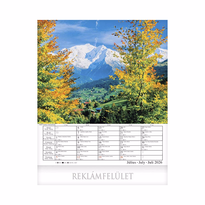 Falinaptár CSG 300x340mm álló Alpok 2026.